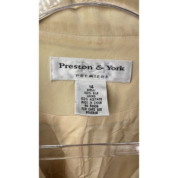 Preston & York Blazer Womens 14 Butter Yellow Silk Short Sleeve Button Up Jacket - Picture 4 of 11